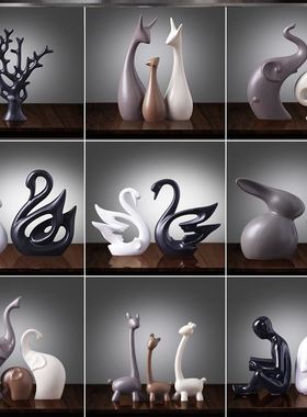 现代客厅摆放高档陶瓷工艺品新中式摆件高端摆在电视酒柜的装饰品