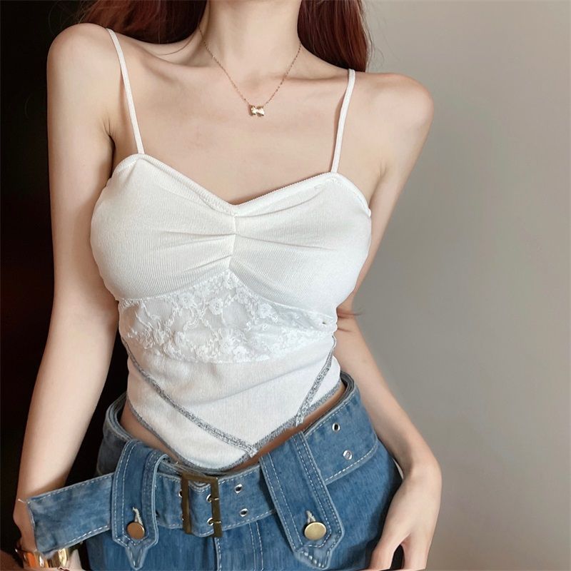 纯欲风抹胸挂脖吊带女夏季新款辣妹高腰露背chic百搭个性短款上衣