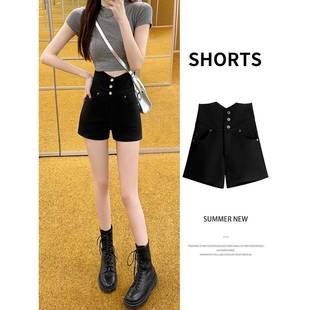 高腰短裤女夏季2026新款外穿a字显瘦运动护腰遮肚子辣妹黑色热裤