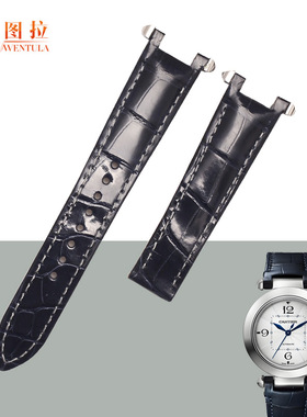 文图拉表带适用卡地亚PASHA帕莎WGPA0027钢头款女17MM鳄鱼皮表带