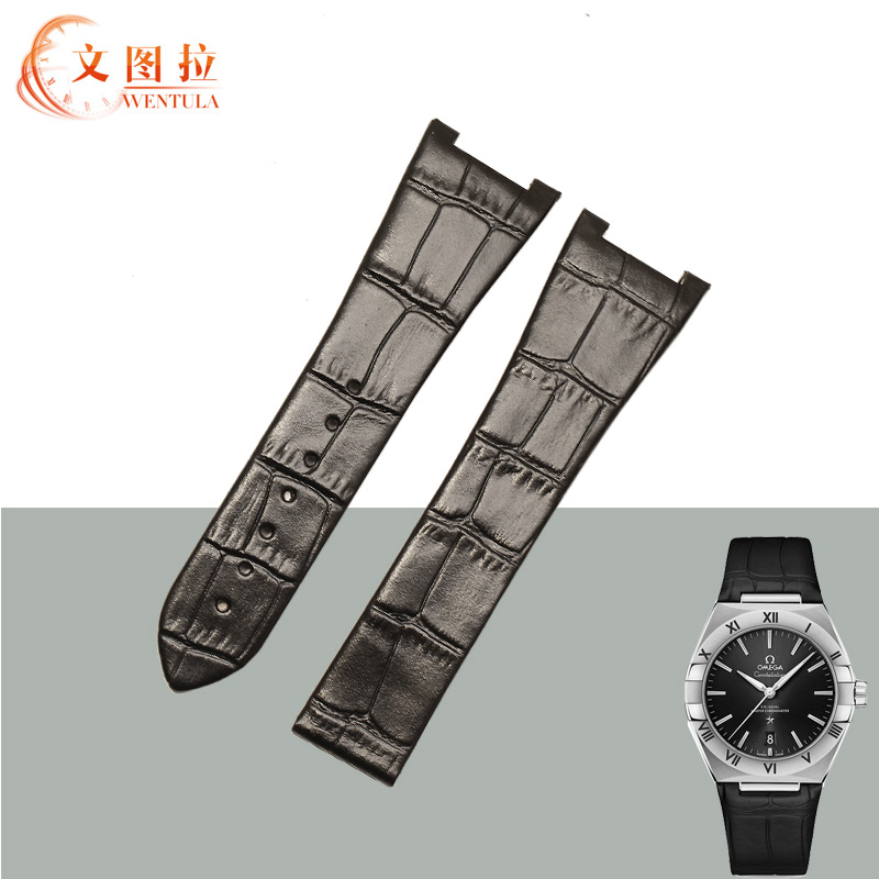 文图拉美洲鳄鱼皮表带 适用欧米茄星座131.23男表带真皮鳄鱼皮