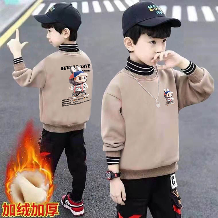 拉布布加绒卫衣男童秋冬长袖新款加绒加厚儿童装男孩一体绒上衣,童装/婴儿装/亲子装,卫衣/绒衫,淘宝优惠券,粉丝福利购,淘宝优惠卷