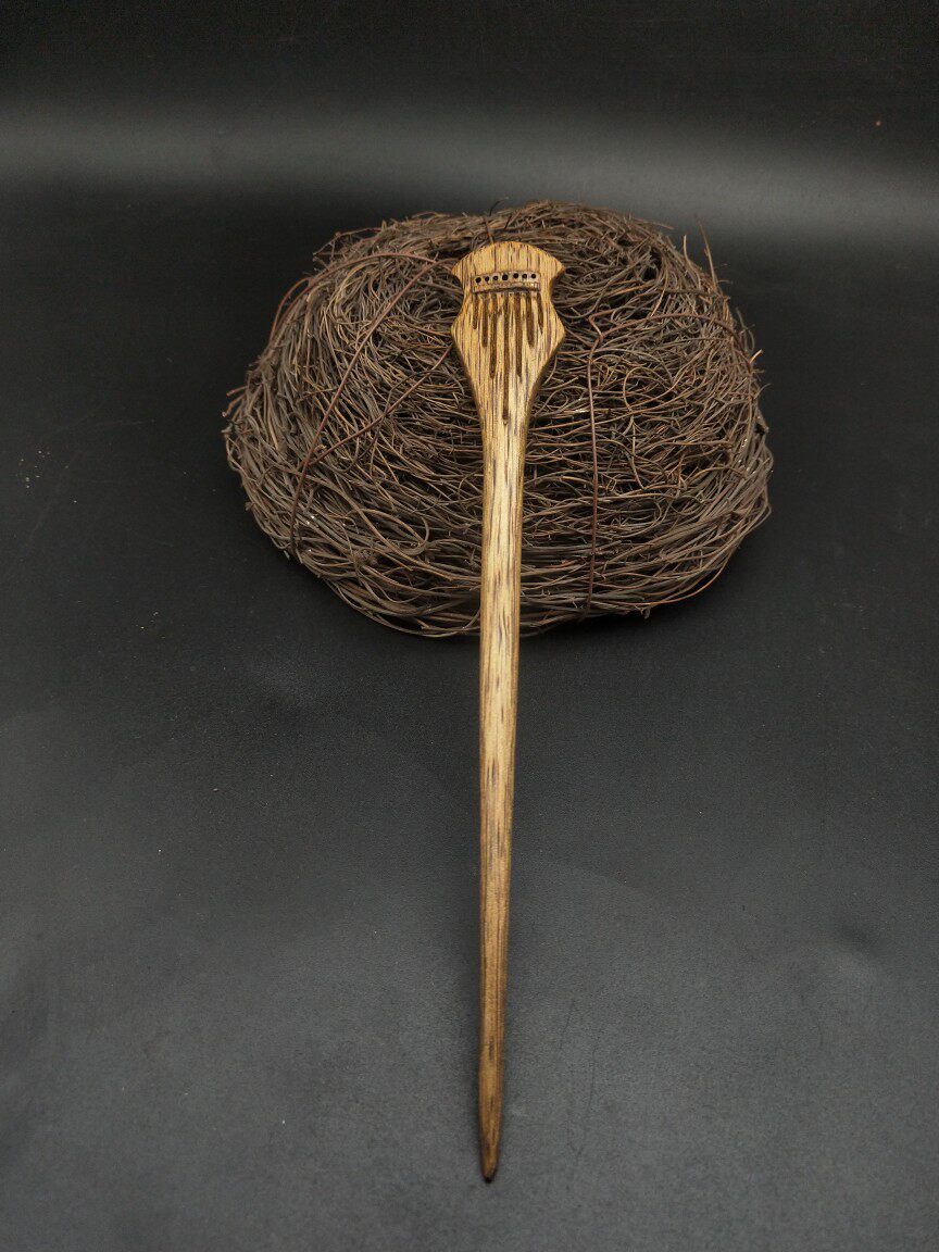 国度节日礼品沉香发簪落霞古琴简约手工雕刻定制复古风修身保真