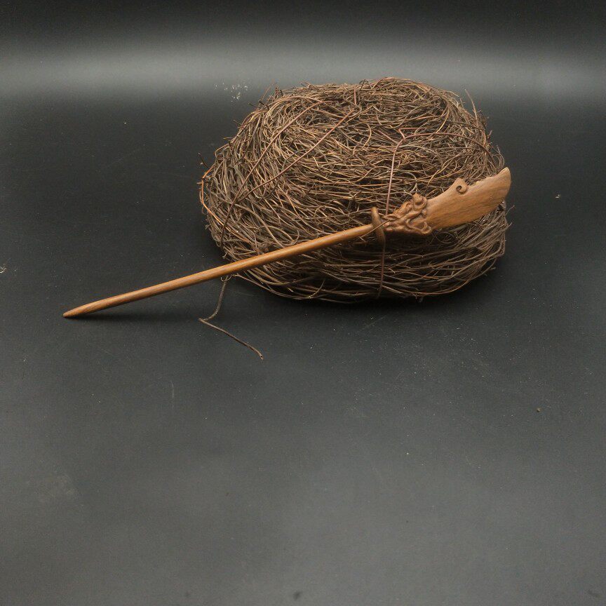 私人定制绿檀香名星同款复古风旗袍百搭男女款精美发簪步遥大师雕
