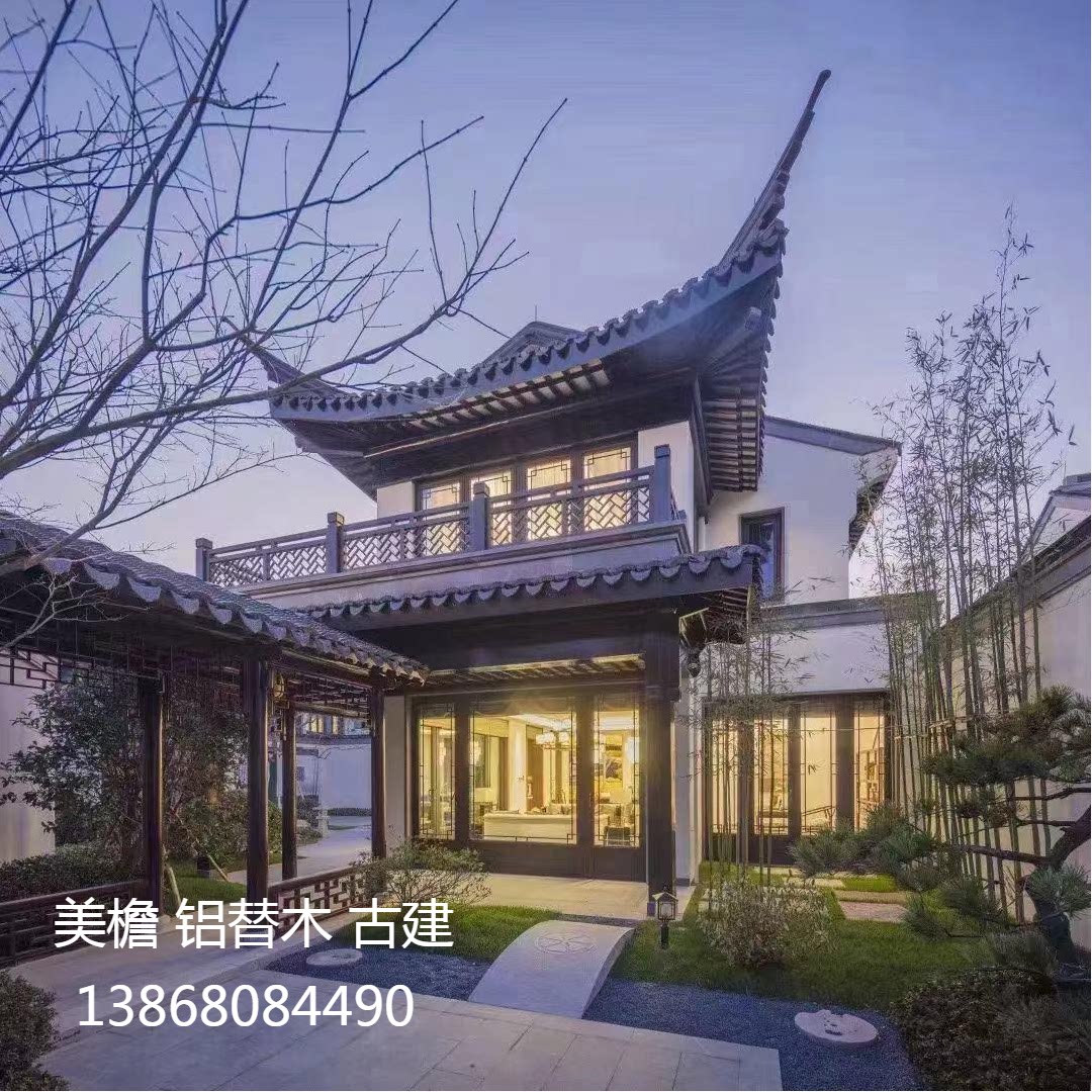 中式仿古建筑铝代木凉亭连廊水榭美人靠吴王靠楼阁铝替木仿古构件