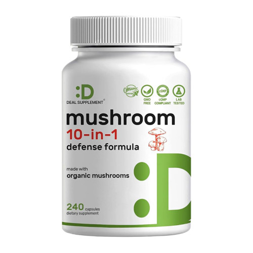 现美国DEAL SUPPLEMENT Mushroom 十种蘑菇复合物免疫脑力240粒