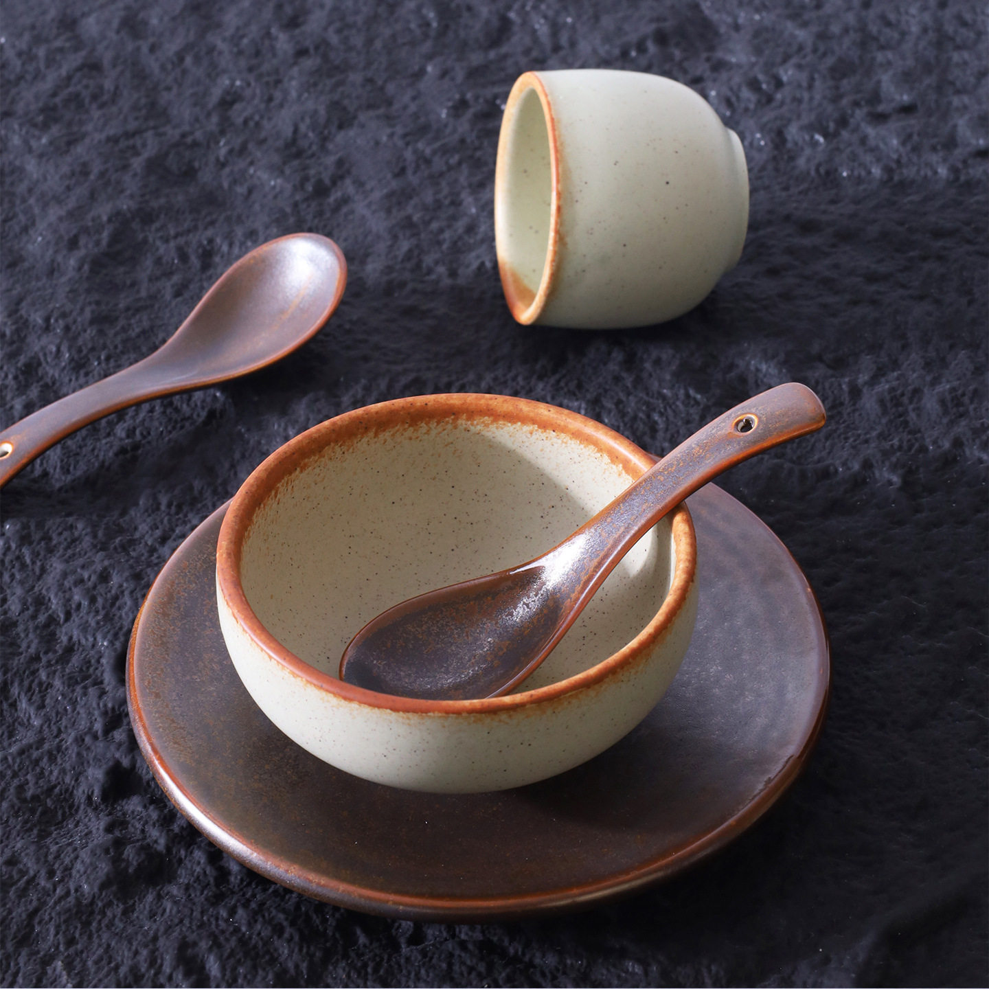 山野风火锅店餐具三出山山缓缓陶瓷摆台四件套特色云贵川创意餐盘,餐饮具,酒店餐具,淘宝优惠券,粉丝福利购,淘宝优惠卷