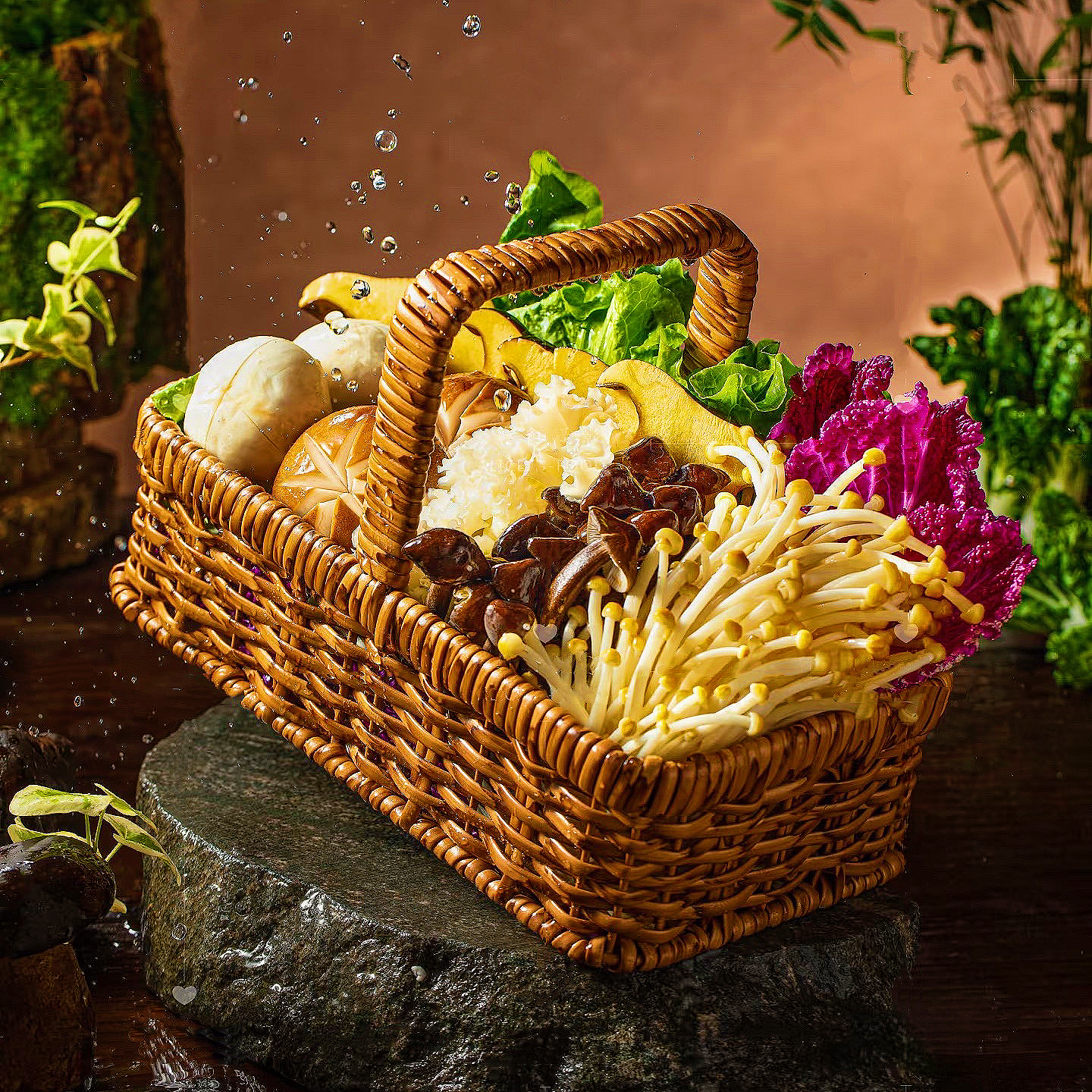 火锅店创意餐具菜篮子菌菇拼盘火锅配菜盘蔬菜拼盘盘子创意蔬菜筐