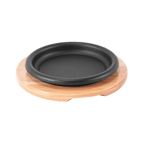 商用铁板烧牛排盘韩式烤肉铸铁烧烤盘牛扒盘圆形煎牛排加厚园盘