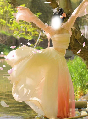 樱姬无艺之艺一朵大左樱粉色仙气古典舞服古风鎏金袖衫360度大摆