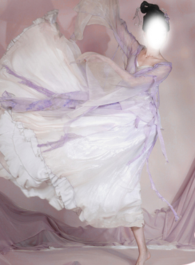 藤花漫漫无艺之艺一朵大左古典舞古风飘逸漏肩外披荷叶边双层摆裙