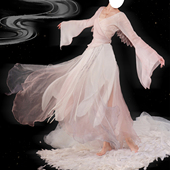 白鹤听雨无艺之艺一朵大左古风翅膀舞蹈服汉服三层花瓣裙飘逸仙气