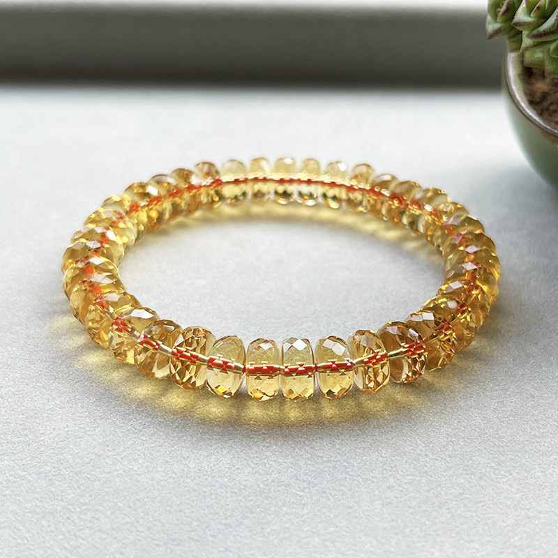 天然巴西刻面黄水晶手链女招财转运手饰收藏级纯正品水晶原石手串