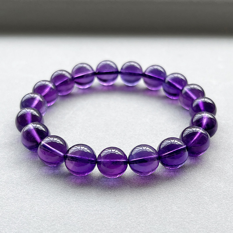 天然乌拉圭紫水晶手链女薰衣草原石正品情侣闺蜜转运水晶珠子手串