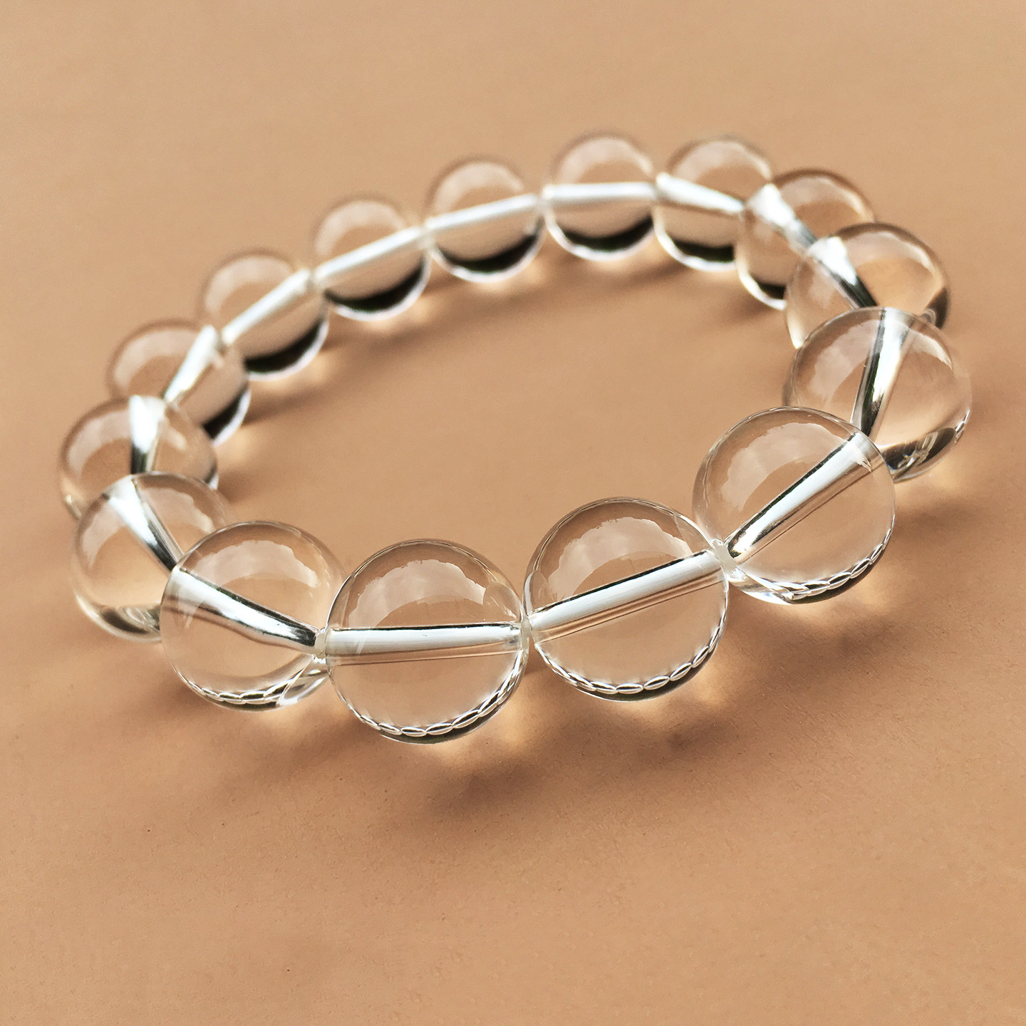 天然白水晶手链女巴西原石散珠情侣白色珠子正品转运水晶手串男夏