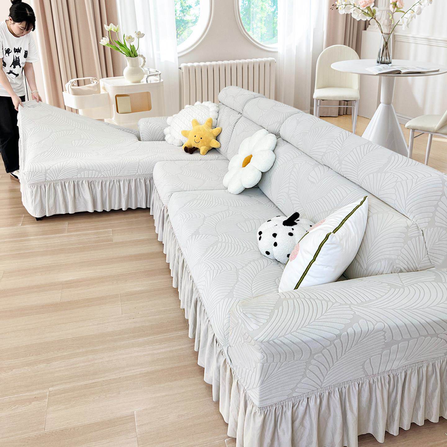 防猫抓三座一贵妃沙发套罩新款弹力防尘罩四季通用全包卍能全盖布