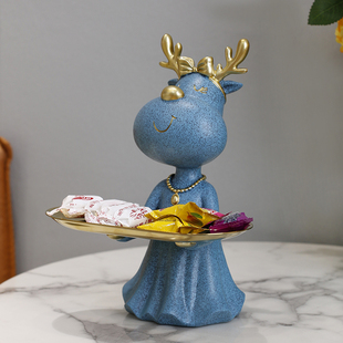 精选轻奢鹿托盘卧室梳妆台收纳首饰摆放装饰品玄关放钥匙摆件结婚