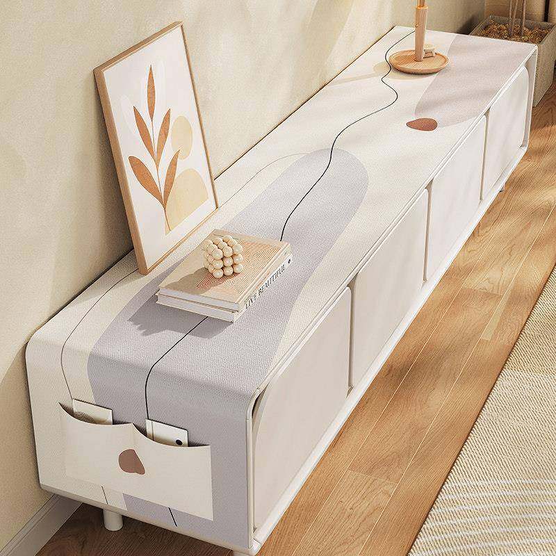 电视柜防尘罩盖布现代简约长条装饰布艺轻奢高级感棉麻台面保护垫