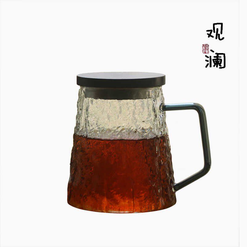 大容量可加热微波炉玻璃杯家用带把喝水杯子办公室耐热泡茶杯带盖