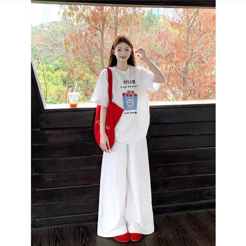纯棉美式正肩白色短袖t恤女夏季
