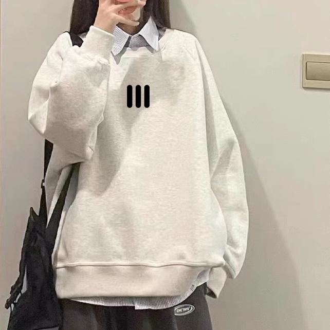 纯棉美式潮牌高级感圆领卫衣女