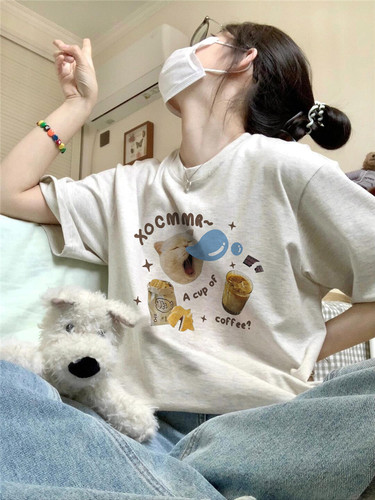 100%纯棉欧货美式卡通短袖t恤女