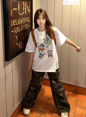 100%纯棉欧货可爱卡通短袖t恤女夏季宽松小众设计感独特别致上衣