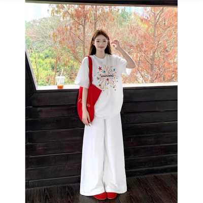 纯棉正肩白色短袖t恤女宽松美式