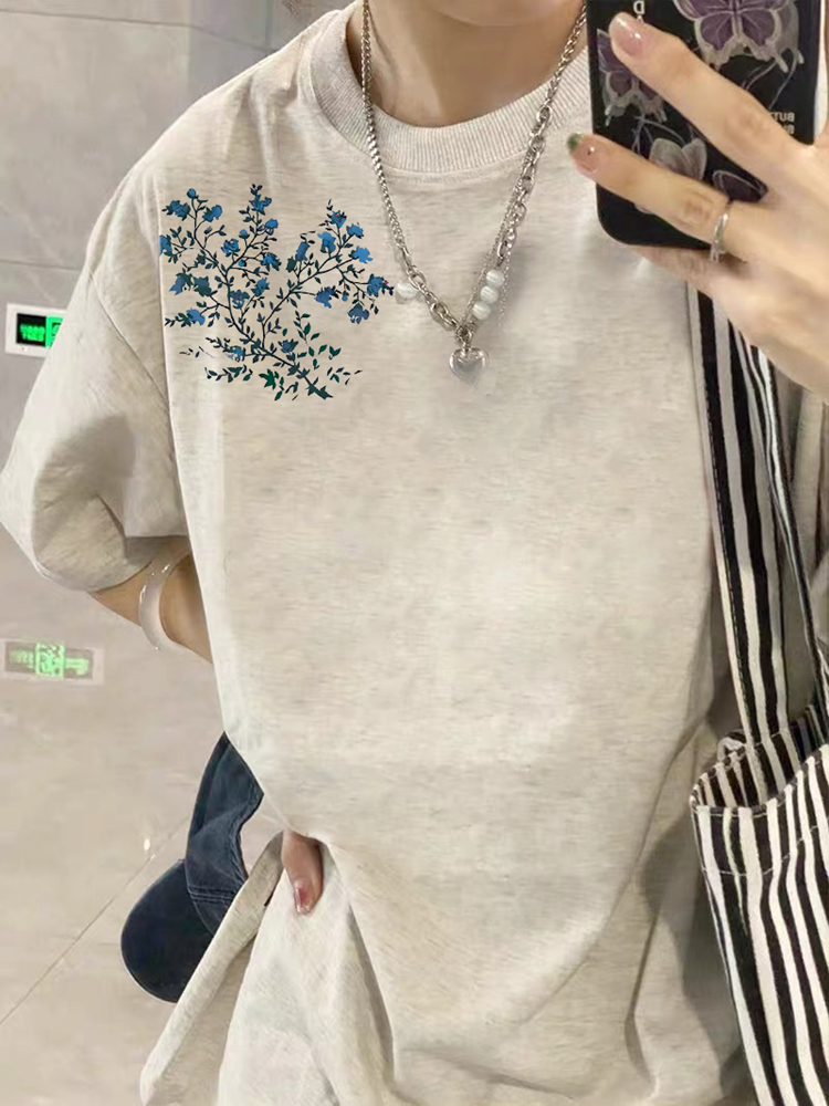 100%纯棉美式正肩短袖t恤女夏季