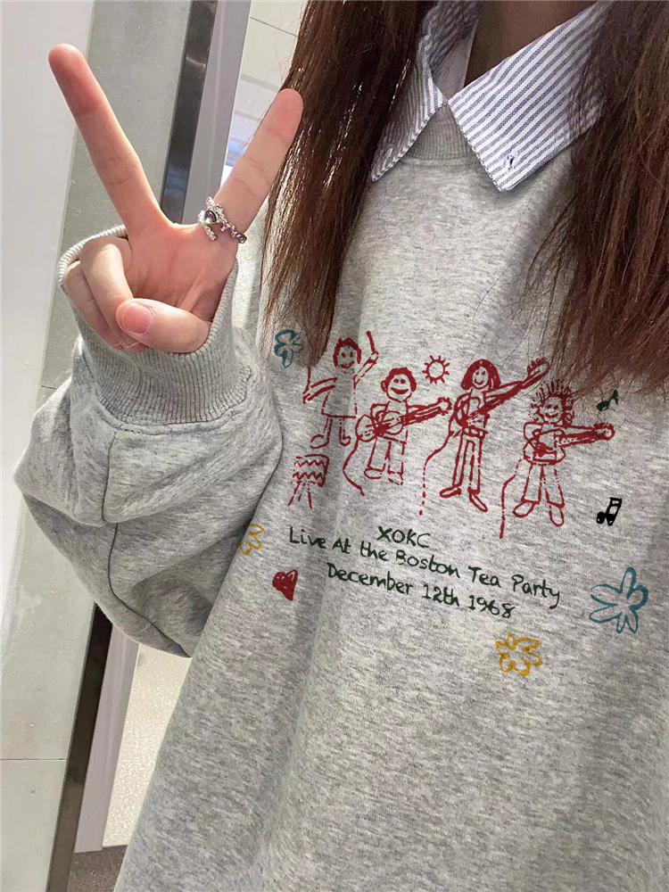 纯棉美式复古hiphop卫衣女小个子