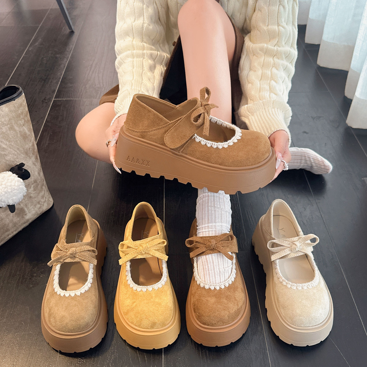 6CM增高厚底两穿勃肯鞋女新款百搭蝴蝶结魔术贴休闲单鞋复古,女鞋,勃肯鞋/软木鞋,淘宝优惠券,粉丝福利购,淘宝优惠卷