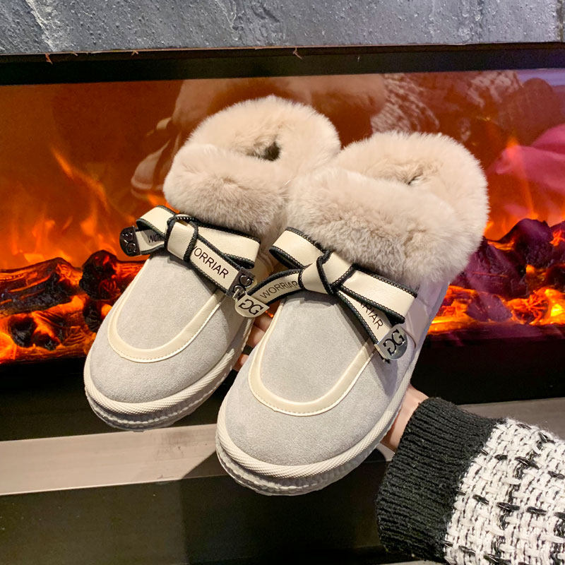 雪地靴女冬2021新款百搭厚底面包鞋防滑孕妇保暖加绒加厚毛毛棉鞋