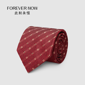 西装 高档金色浅条纹红色领带宽手打8cm男士 婚礼新郎结婚衬衫 领带