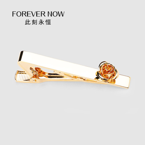 金色玫瑰花男士领带夹