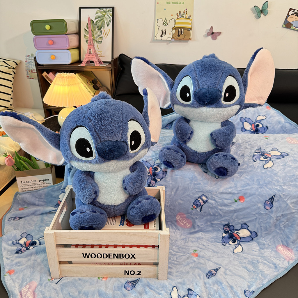 史迪仔毛绒玩具抱枕毯二合一车用便携可折叠午睡盖毯办公室空调毯