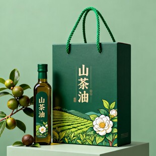 山茶油包装盒 通用野生茶籽油礼盒彩盒500ml手提盒包装纸盒子现货