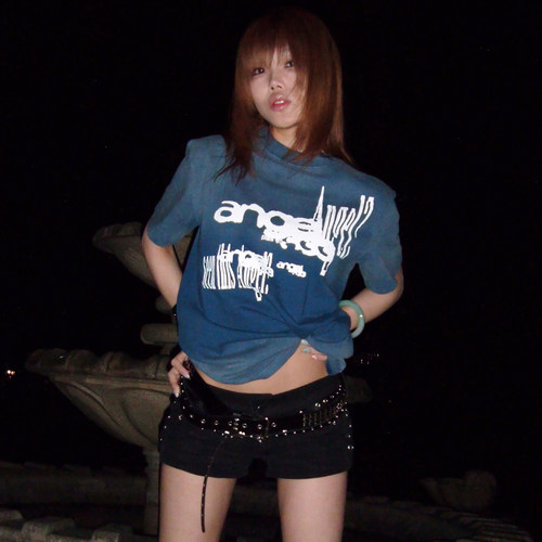 PASET-SeenThisAngel正肩短款复古做旧水洗印花T恤朋克男女短袖