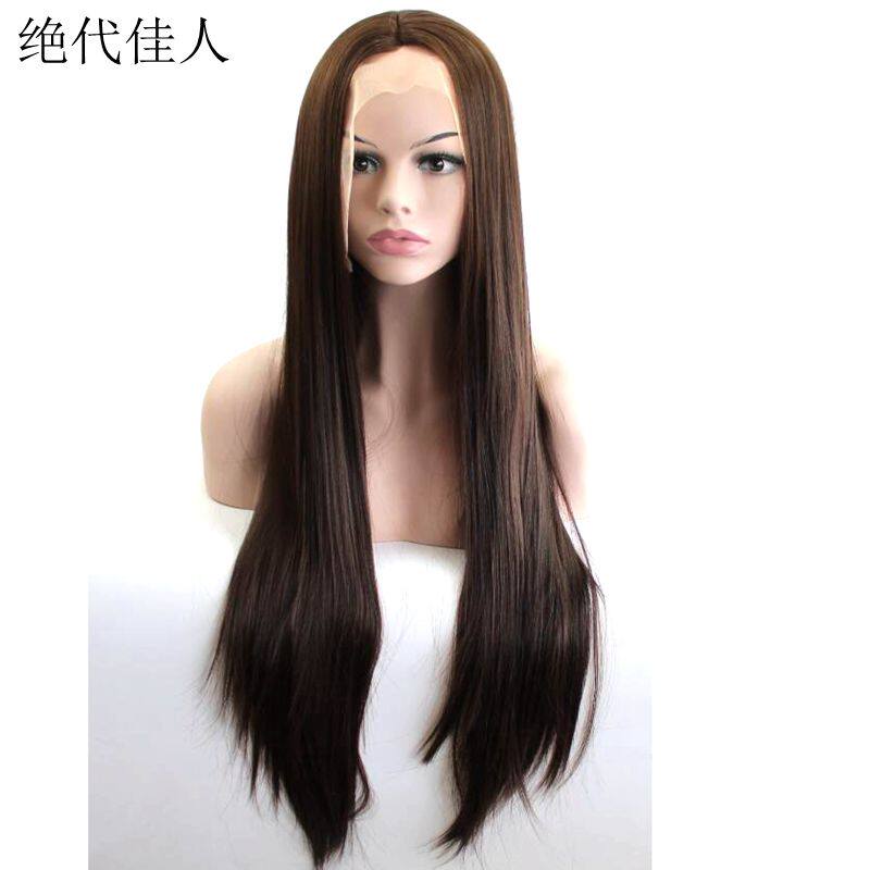 Europe and America Lace Wig brown Matte lifelike Long straight hair Handmade peruke. lace front wigin the Hair Care/Wig , Wig , Whole wig  category - from Buy2taobao.com to provide professional Taobao agent buy service