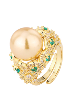 镀金仿彩宝镶钻公主方形戒指