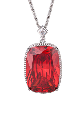 GIL国际证书蓝色方块玻璃吊坠