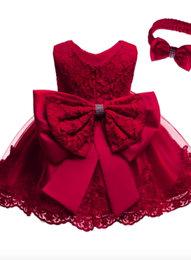 Baby Dress Bowknot Lace Pageant Party Wedding Tutu Gown