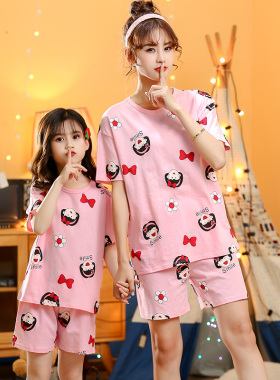 儿童睡衣女童夏装纯棉夏季薄款女孩初中生夏天短袖家居服套装全棉