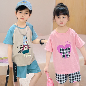 夏季儿童睡衣2024新款男孩夏款女大童纯棉小孩夏天短袖家居服小岁