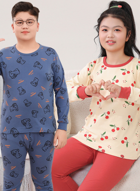 胖童秋衣秋裤套装纯棉儿童男童女童全棉内衣青少年加肥加大宽松