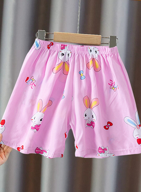 女童棉绸短裤夏季冰丝儿童女孩睡裤夏天家居绵绸中裤居家五分裤子