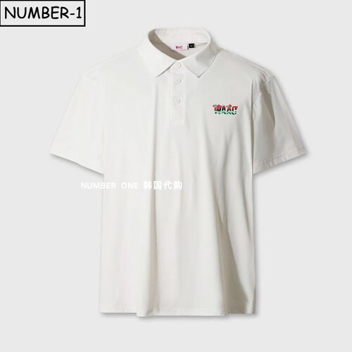 韩国代购waac高尔夫球服26年男秋季徽标半纽扣翻领短袖T恤polo衫