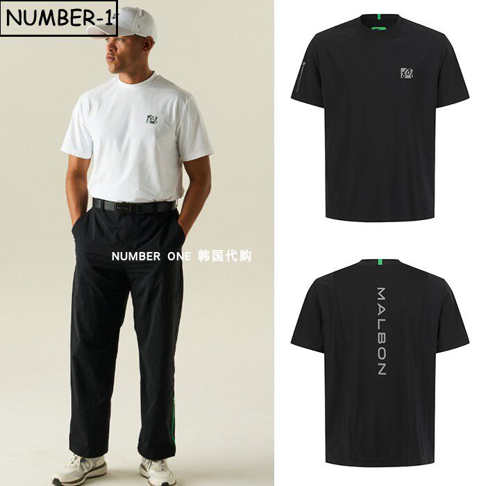 韩国代购malbon高尔夫球服26年男春徽标符号圆领短袖T恤套头上衣
