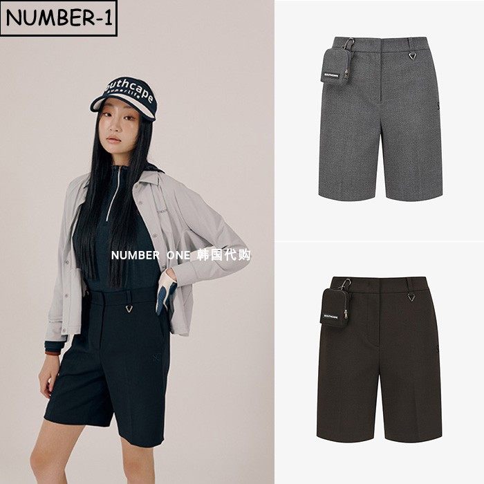 韩国代购southcape高尔夫球服25年女秋徽标口袋挂扣拉链小袋短裤