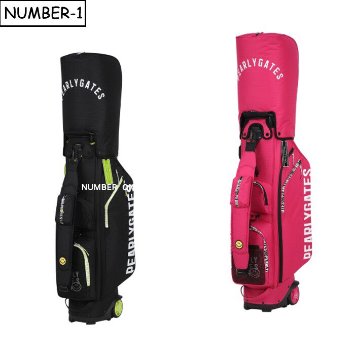 韩国代购pearly gates高尔夫球包26年女春微笑徽标拉杆滑轮球童包
