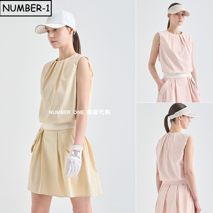 韩国代购高尔夫球服26年女夏防晒吸湿速干透气凉感后拉链无袖上衣